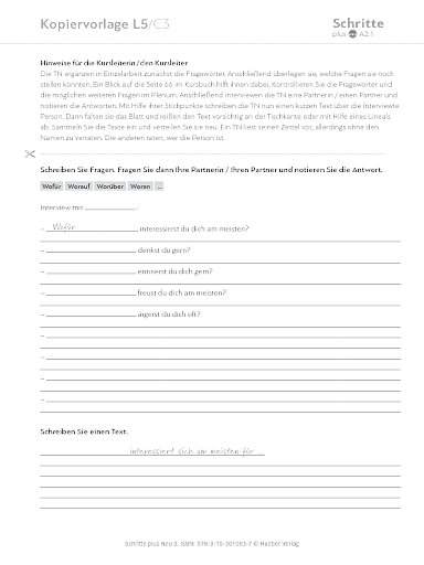 Kopiervorlage, Lektion 5, C3
