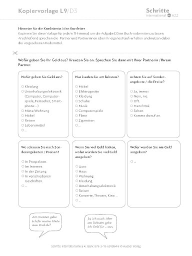 Kopiervorlage, Lektion 09, D3
