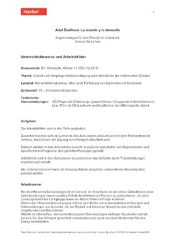 Unterrichtshinweise und Arbeitsblätter