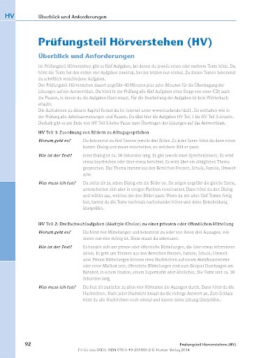 Prüfungsteil Hörverstehen (HV)