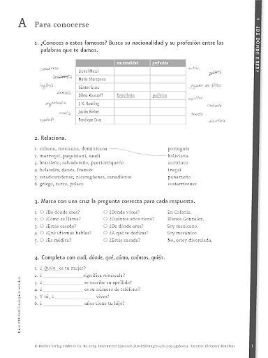Zusatzübungen Intermezzo Spanisch A1