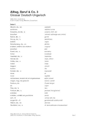 Alltag, Beruf & Co. 3 német-magyar szószedet 