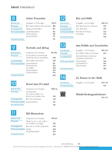 Inhaltsverzeichnis Arbeitsbuch