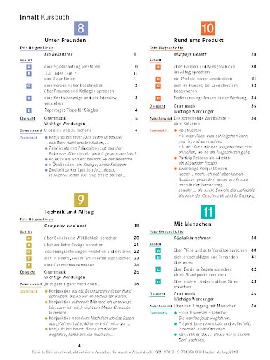 Imhaltsverzeichnis Kursbuch