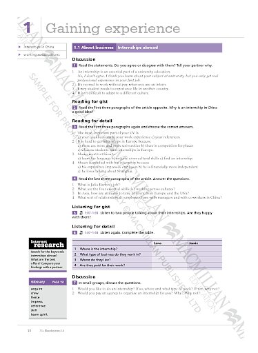 Unit 1: Gaining experience