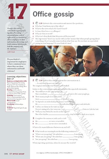 Student's Book Unit 17: Office gossip