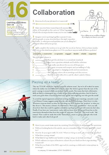 Student's Book Unit 16: Collaboration