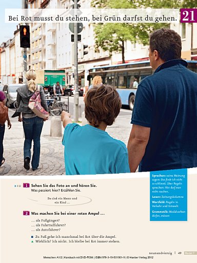 Lektion 21: Bei Rot musst du stehen, bei Grün darfst du gehen.