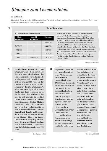 Lektion 8: Übungen zum Leseverstehen
