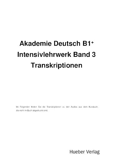 Transkriptionen Intensivlehrwerk