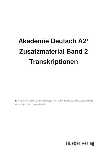 Transkriptionen Zusatzmaterial