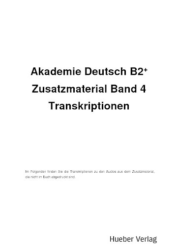 Transkriptionen Zusatzmaterial