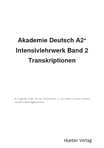 Transkriptionen Intensivlehrwerk