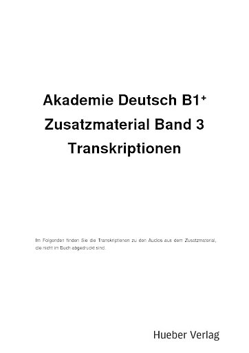 Transkriptionen Zusatzmaterial