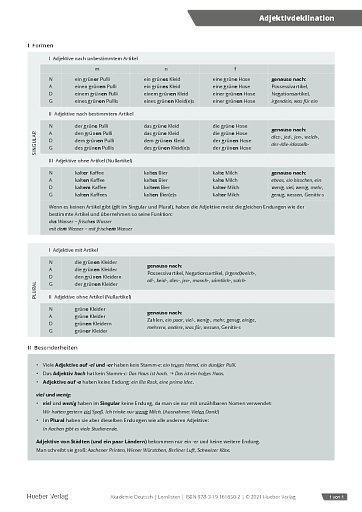 Lernliste 11 – Adjektivdeklination