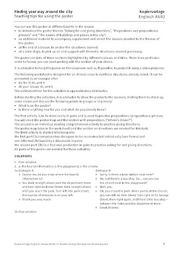 Arbeitsblatt (interaktiv) zum Poster – Finding your way around the city