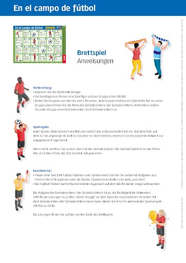 Arbeitsanweisung Brettspiel: En el campo de fútbol