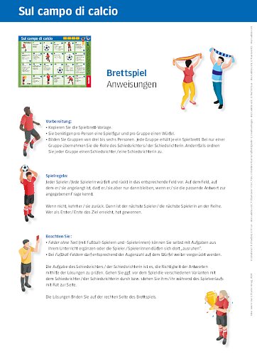 Arbeitsanweisung Brettspiel: Sul campo di calcio