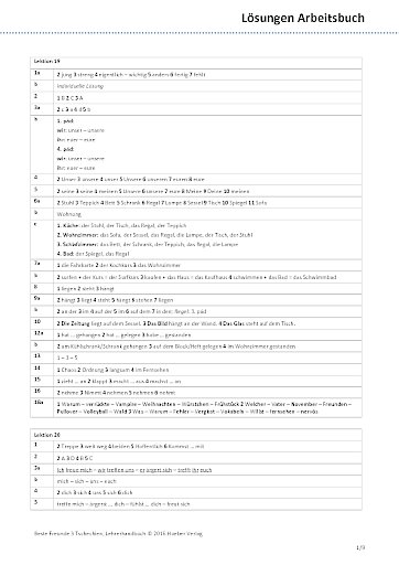 L&ouml;sungsschl&uuml;ssel Arbeitsbuch
