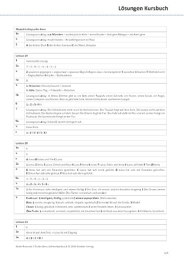 L&ouml;sungsschl&uuml;ssel Kursbuch