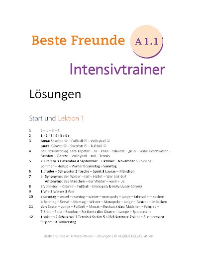 Intensivtrainer A1.1 – Lösungen