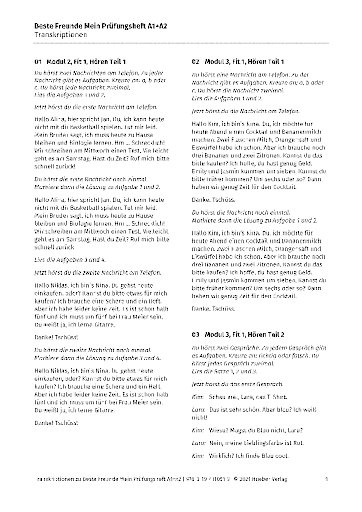 Mein Prüfungsheft A1/A2 – Transkriptionen
