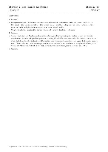 Chanson 4 : Une journée avec Cécile – Lösungen 