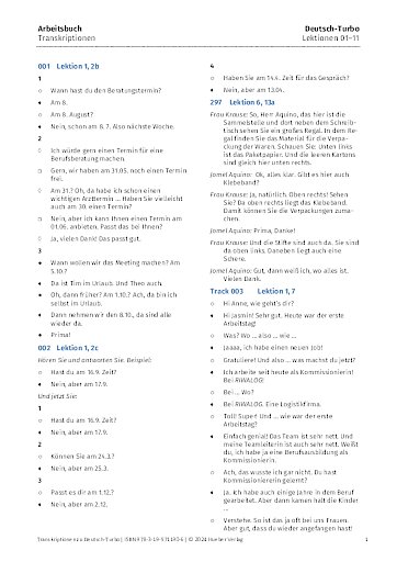 Transkriptionen - Arbeitsbuch