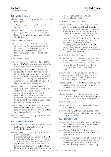 Transkriptionen - Kursbuch