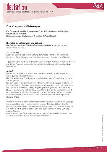 Das Komparativ-Wabenspiel 