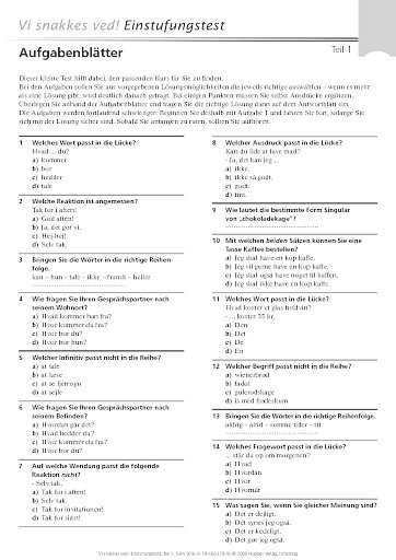 Aufgabenblätter und Antwortblatt – Teil 1