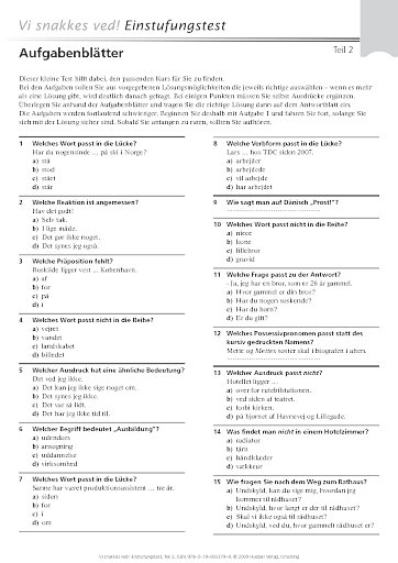 Aufgabenblätter und Antwortblatt – Teil 2