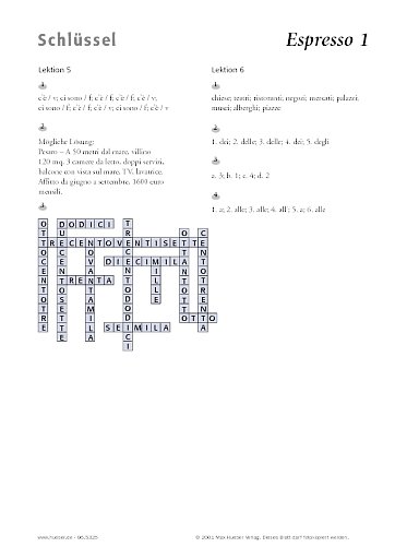 Lösungsschlüssel zum Arbeitsblatt Lektion 5 und 6
