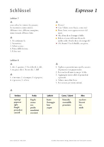 Lösungsschlüssel zum Arbeitsblatt Lektion 7 und 8