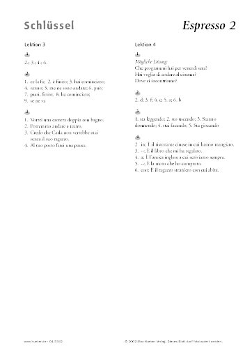 Lösungsschlüssel zum Arbeitsblatt Lektion 3 und 4