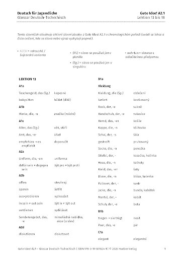 Glossar Deutsch-Tschechisch