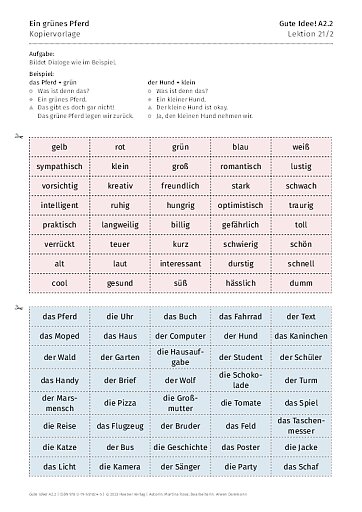 Kopiervorlage: Ein grünes Pferd