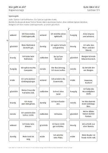 Kopiervorlage: Wie geht es dir?