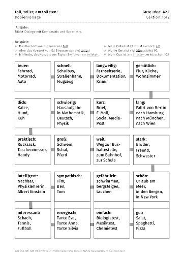 Kopiervorlage: Toll, toller, am tollsten!