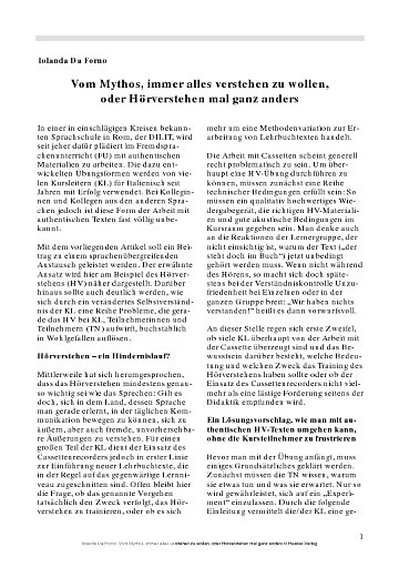 Hörverstehen einmal anders