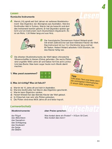 Lektion 4: Lesen, Lernwortschatz, Grammatik