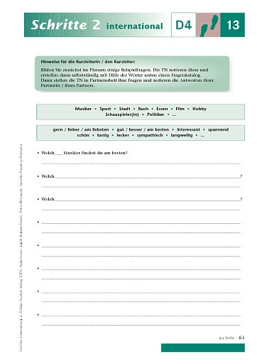 Kopiervorlage zu Lektion 13, D4