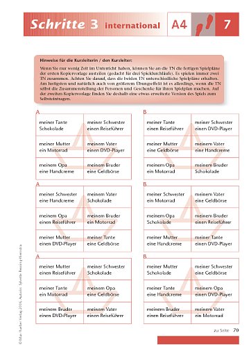 Kopiervorlage zu Lektion 7, A4