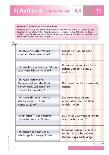 Kopiervorlage zu Lektion 13, A3