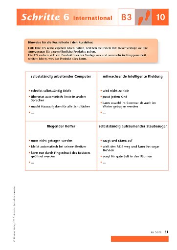 Kopiervorlage zu Lektion 10, B3