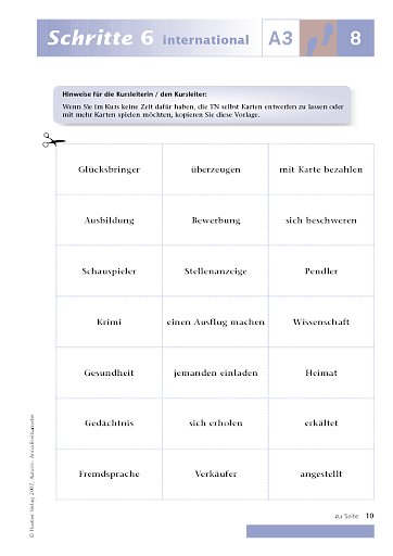 Kopiervorlage zu Lektion 8, A3