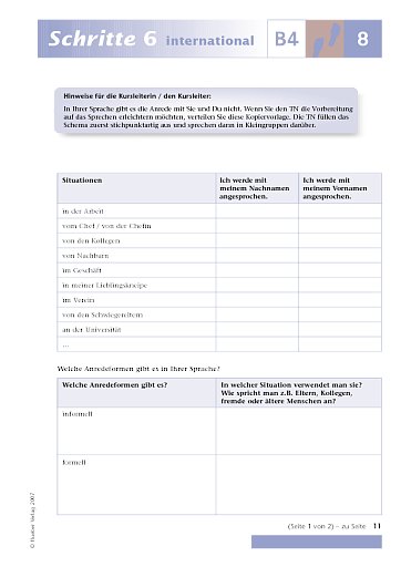 Kopiervorlage zu Lektion 8, B4