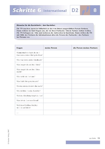 Kopiervorlage zu Lektion 8, D2