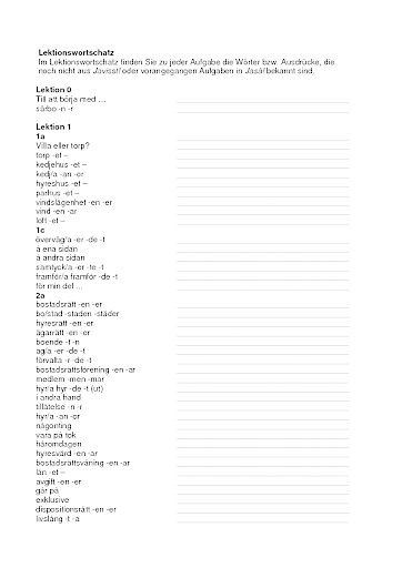Lektionswortschatz (ohne deutsche Übersetzung)