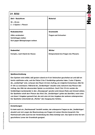 Das Rollenspiel Alibi